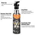 thumbnail image 3 of Cat Flowers Sports Water Bottle with Straw Lid Insulated Stainless Steel Leak Proof BPA Free Thermal Mug with Handle for Gym Yoga Cycling Camping, 3 of 8