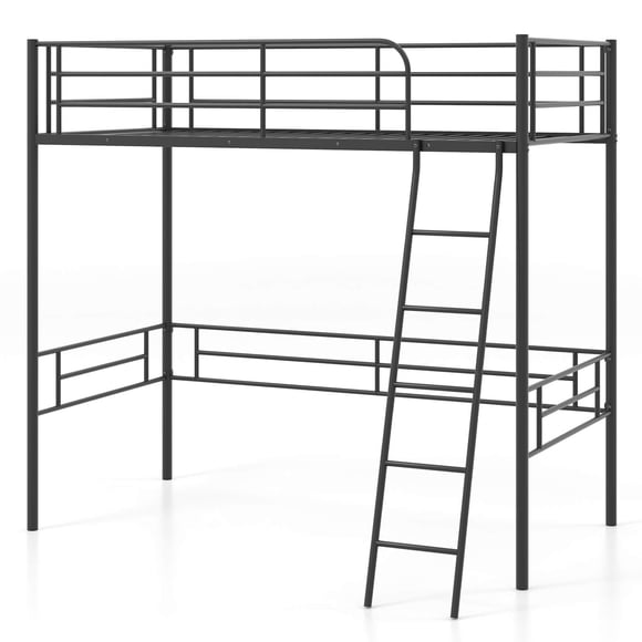 Costway Twin Metal Loft Bed Frame with Ladder Loft Bed with Safety Guardrails