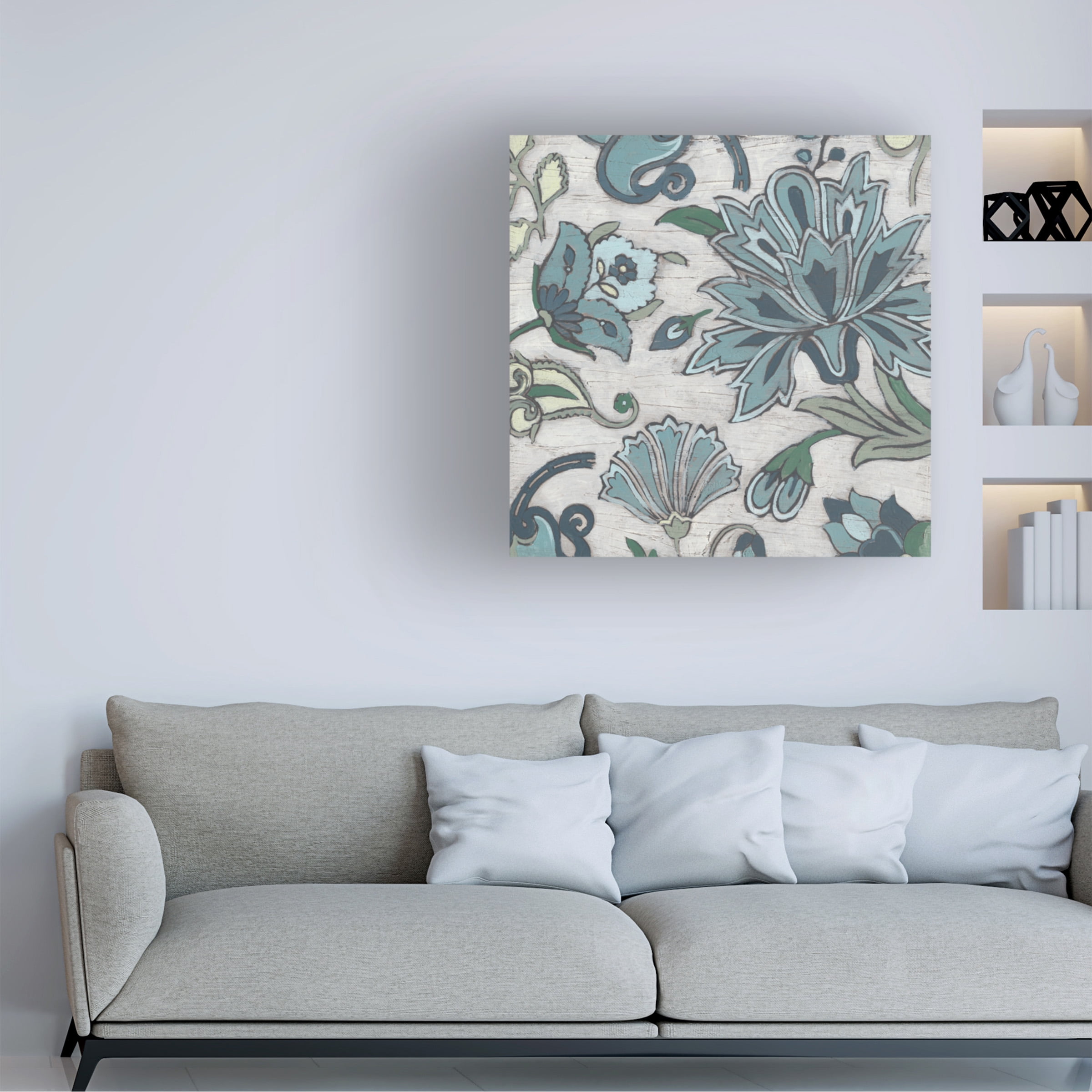 June Erica Vess 'Blue Garden Chintz IV' Canvas Art