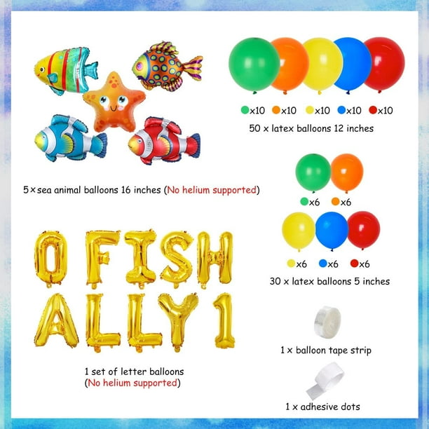 Fishing 1st Birthday Decorations Balloon Garland Arch Kit, O FISH