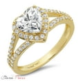 thumbnail image 5 of 1.49 ct Heart Cut Real Genuine Natural Diamond SI1-SI2 G-H 18K Yellow Gold Halo Promise Wedding Statement Engagement Designer Ring W/ Crystal side stones size 7, 5 of 7
