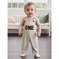 thumbnail image 5 of BemeyourBBs Baby Boy First Birthday Outfit 1st Birthday Clothes Corduroy Romper Overalls Letter Embroidery Overall Jumpsuit, 5 of 9