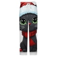 thumbnail image 5 of Cute Cat Christmas Lights Winter Female Pants Flannel High Waist Women Pants Lady Warm Straight Leg Plush Trousers, 5 of 7