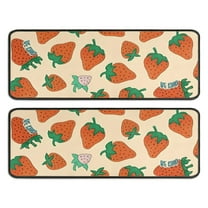 Kitchen Rugs Sets Of 2,Orange Strawberry Plants Fruit Anti Fatigue Kitchen Mat Rugs Non Slip Washable,Decorative Kitchen Floor Mats for Kitchen,Sink,Laundry,17"x47" 17"x47"