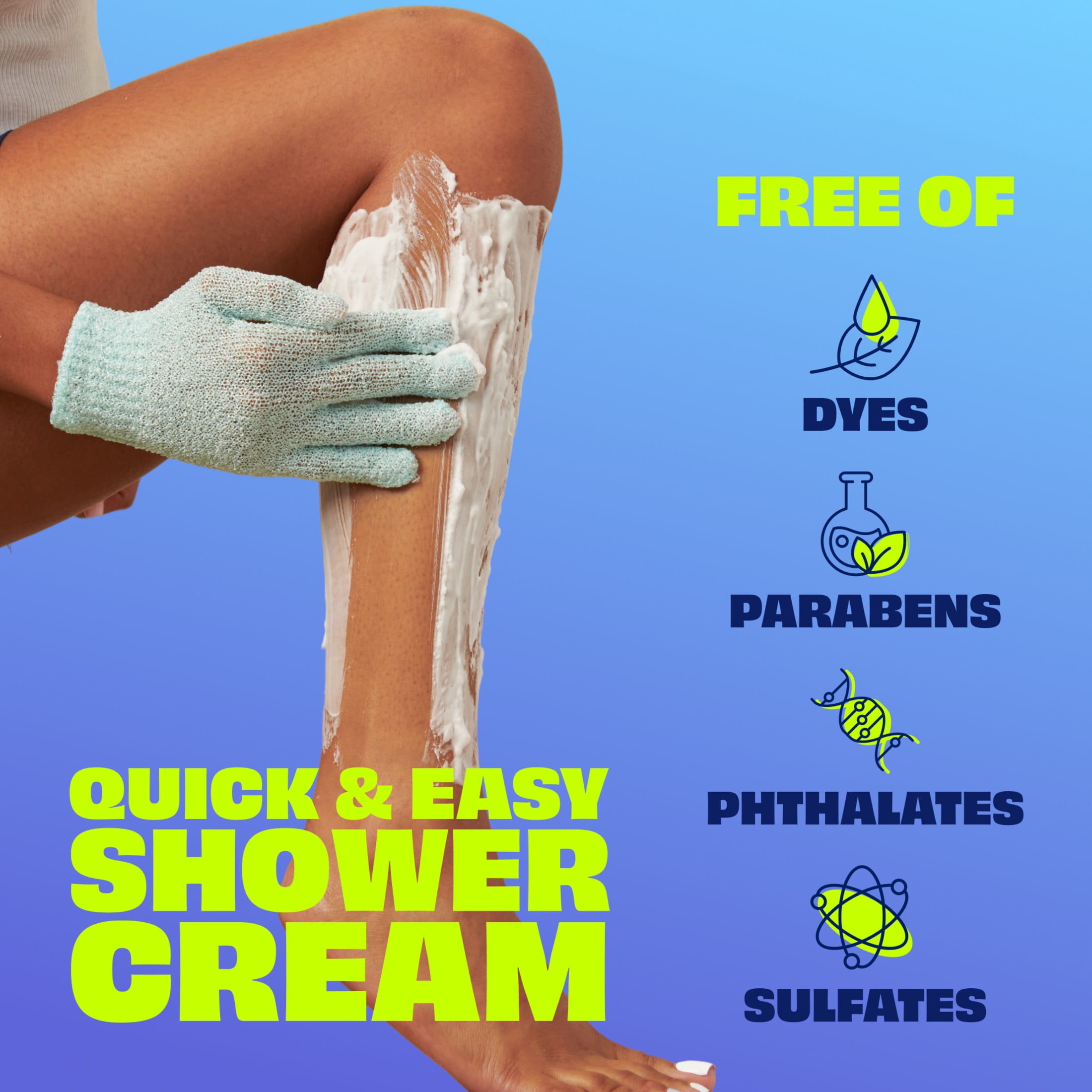 Nair Sensitive Formula Shower Cream, Hair Removal Cream with Coconut Oil, 12 Oz