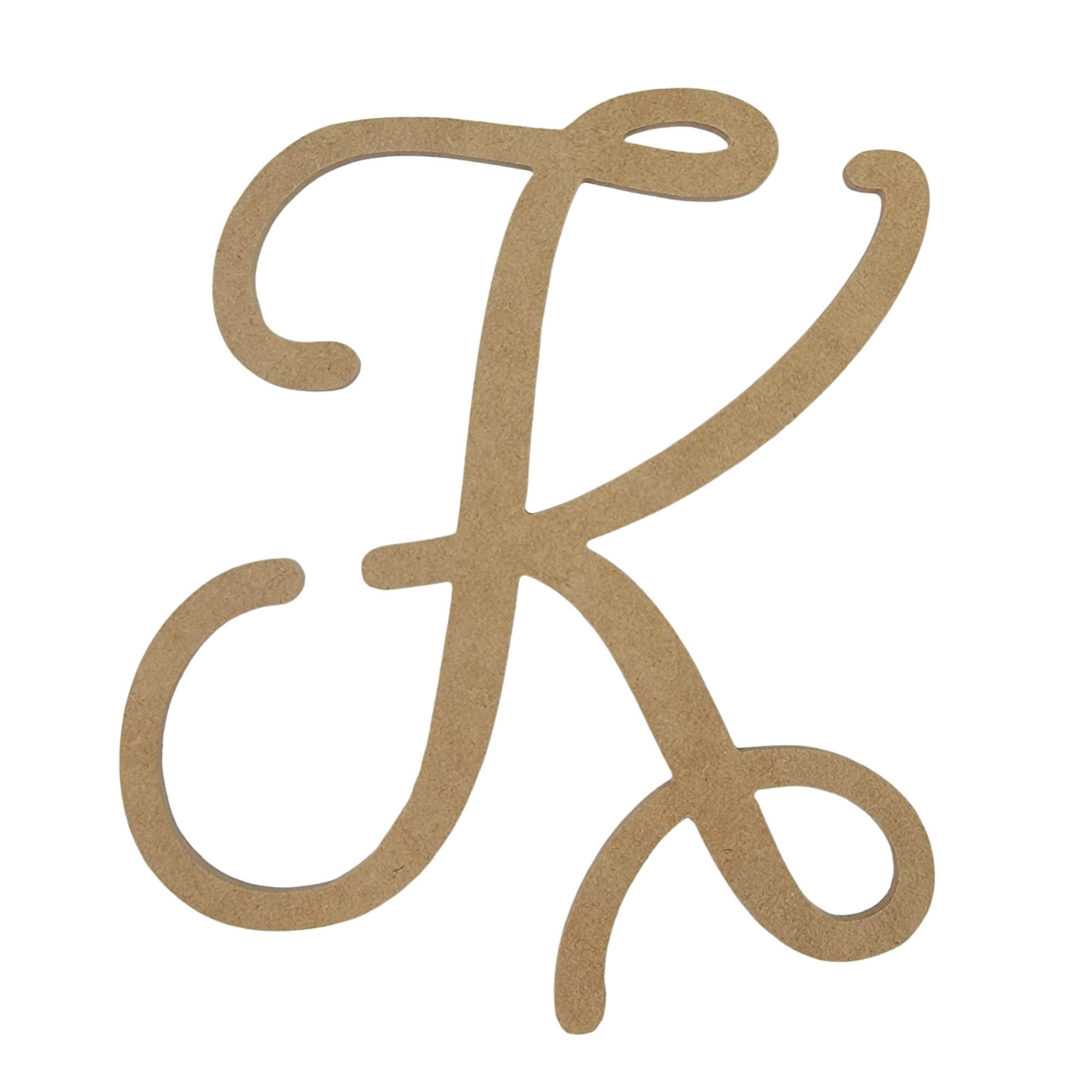 Unfinished Wooden Monogram Letter "K" in Your Choice of Size and Font 