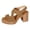 Brown, variant on Chunky Heel Platform Dressy Sandals for Women Suede Cutout Square Toe Ankle Strap Gladiator Heeled Fashion Casual Summer Dress Shoes Beige Size 7