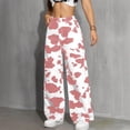 thumbnail image 2 of RUTAYY Women's Pants Casual High Waist Wide Leg Cow Print Straight Leg Loose Fit Denim Style Comfortable Trendy Vacation Trousers, 2 of 5