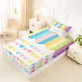 thumbnail image 5 of Manfei Cute Rainbow Stripe Twin Sheets, Sweet Love Heart Bedding, Cream Yellow, 3pcs, 1 Flat Sheet, 1 Fitted Sheet and 1 Pillowcase, 5 of 6
