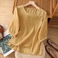 thumbnail image 3 of Vmvidoty Women's Plus Size T Shirts Oversized Tees Summer Half Sleeve Crew Neck Tunic Tops Yellow S, 3 of 6