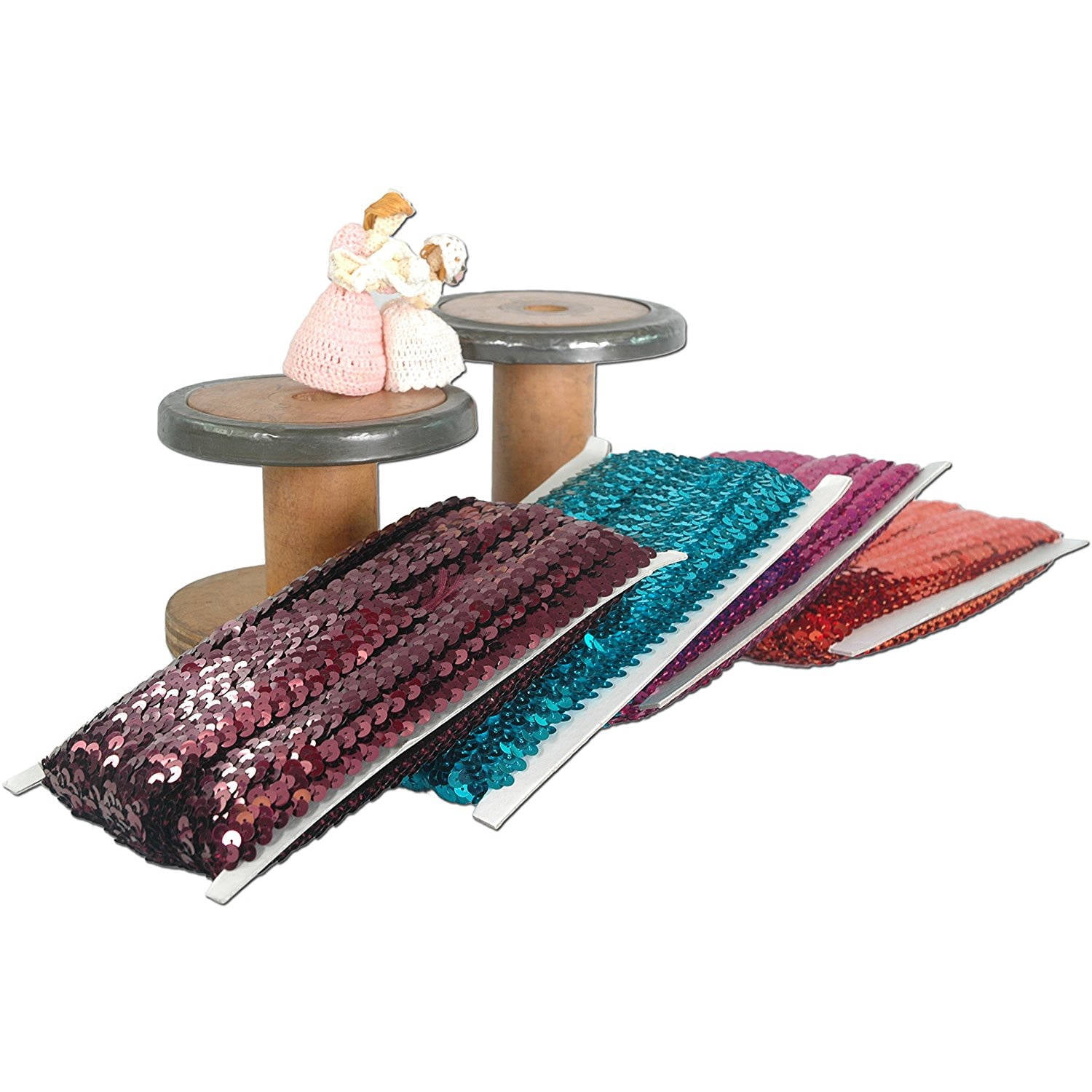 2 Widths Stretch Sequin Trim Roll Light Blue Threadart Available in 18 Colors 1.5 Wide 11yd Length