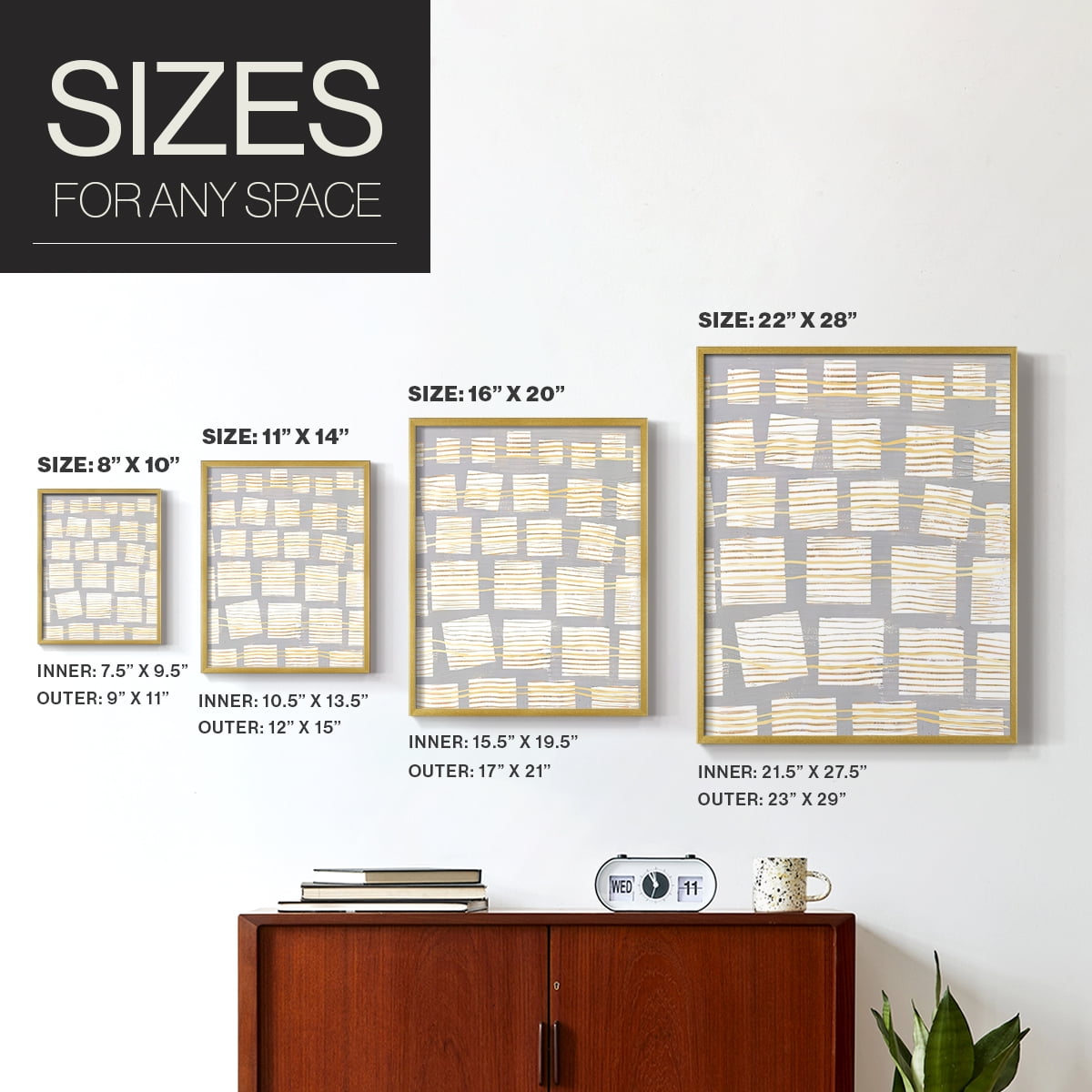 Networks I Framed Print in Gold Solid Wood Framed Print No Nail Hanging