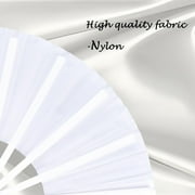 2 Pack Large Folding Hand Fan,white Chinese Kung Fu Tai Chi Fan Nylon-Cloth Fan for Men and Women Performance, Dance, Decorations, Festival, Gift (Folding Fan white 2p)