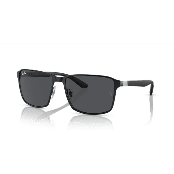 Ray-Ban RB3721 Square Sunglasses, Polished Black with Dark Grey Lenses