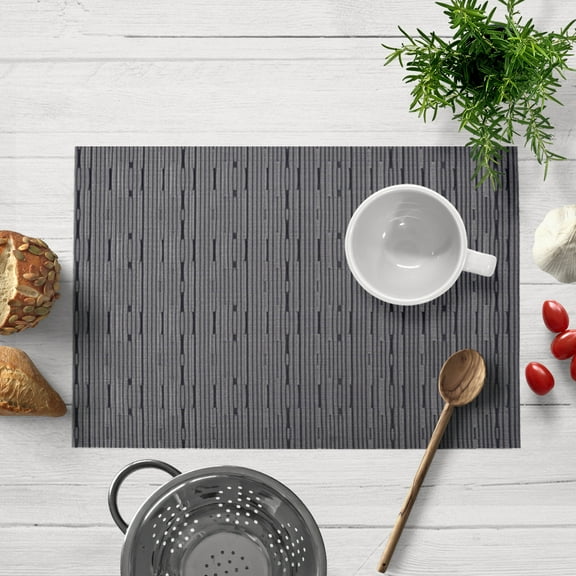 Placemats Set of 4 for Dining Table, Table Placemats, Rectangular Vinyl, PVC, 18x12 Inches - Black Gold
