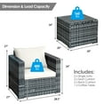 thumbnail image 2 of Gymax 3PCS Rattan Patio Conversation Furniture Set Outdoor Yard w/ White Cushion, 2 of 10