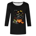 thumbnail image 5 of Raeneomay 3/4 Length Sleeve Womens Tops Women's Independence Day Round Neck T-Shirt Loose Top, 5 of 6