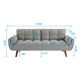 thumbnail image 6 of Convertible Sofa Bed, 75 Inches Linen Fabric Upholstered Accent Sofa Loveseat with Adjustable Back and Wood Legs, Folding Futon Sofa Bed Sleeper Couch Daybed for Living Room, Gray, 6 of 7