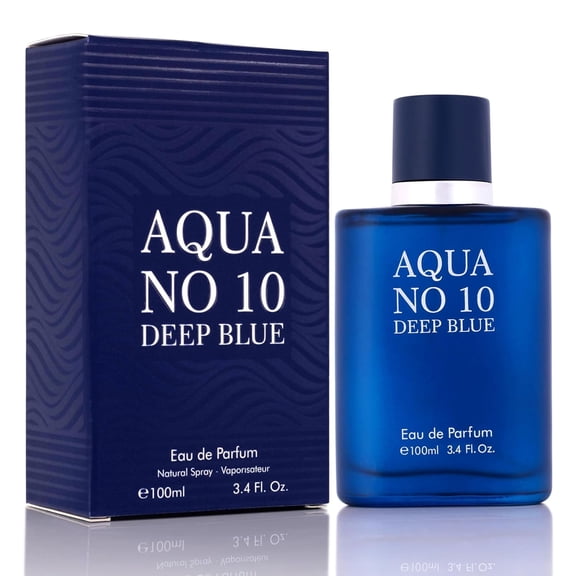 Aqua No 10 Deep Blue Eau De Parfum for Men, 3.4oz – Sea Notes, Bergamot & Woody Aromatic Accords
