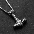 thumbnail image 3 of Fashionable And Exquisite New Retro Nordic Viking Hammer 14K White Gold Pendant Wolf Head Necklace For Personalized Men'S Amulet Jewelry Gift, 3 of 7
