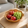 thumbnail image 5 of Linnome Hand Woven Rattan Look Fruit Basket Scalloped Edge Decorative Snack Tray Woven Storage Bowl for Coffee Table Fruit Pastry Dessert Display, 5 of 6