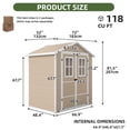 thumbnail image 2 of Dextrus 6x4.4ft Plastic Outdoor Storage Shed, Double-Wall Garden Tool Shed with 2 Windows & Lockable Door, Weatherproof Outside Storage Cabinet for Patio Backyard Lawn, Beige, 2 of 9