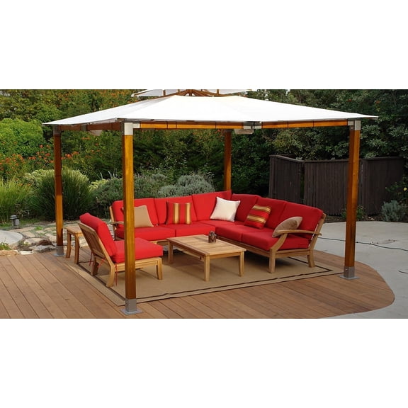 Samurai Sectional 6 Pc Sofa Set: 2 Sofas(Left & Right), Corner Piece, Lounge Chair, Coffee Table & Side Table With Cushions in Sunbrela Fabric #5403 Canvas Jockey Red