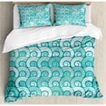 thumbnail image 3 of Ocean Duvet Cover Set, Abstract Swirled Sea Waves Pattern Spiral Forms Marine Theme Curvy Aquatic Art Print, Decorative 3 Piece Bedding Set with 2 Pillow Shams, King Size, Aqua, by Ambesonne, 3 of 3