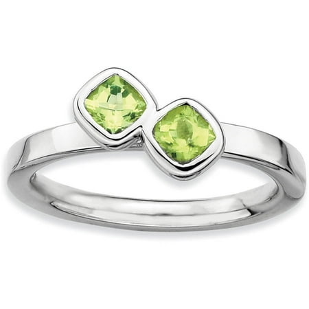 Stackable Expressions Double Cushion-Cut Peridot Sterling Silver Ring