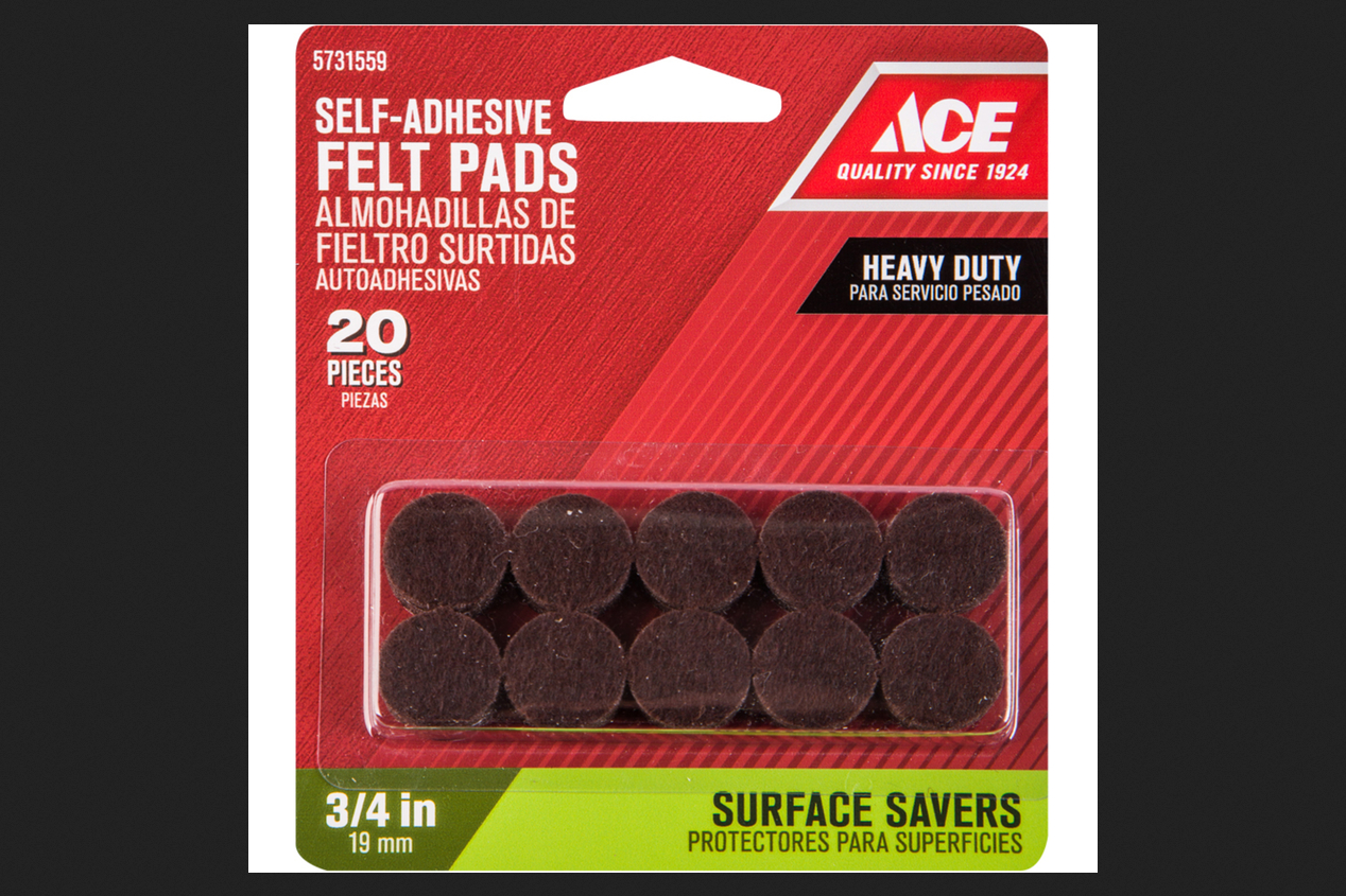 Ace Felt Round Self Adhesive Pad Brown 3/4 in. W 20 pk