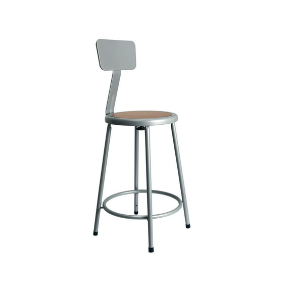 Hampden Furnishings Felix Collection 24-Inch Steel Stool with Backrest, Grey, AssemblyReady