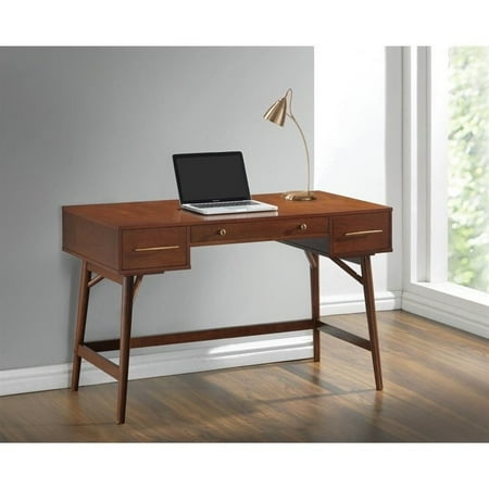 Coaster 3 Drawer Mid Century Modern Writing Desk In Walnut