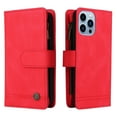 thumbnail image 3 of Case for iPhone 13 Pro Cover Zipper Pocket Wallet Case Magnetic Protective - Red, 3 of 5