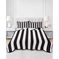 thumbnail image 3 of Simple Black White Stripes Twin Size Down Alternative Comforter, Lightweight Comforter Quilt Bedding Set with Pillow Shams Modern Stripes All Seasons Bed Comforter Duvet Insert 68"x86", 3 of 7