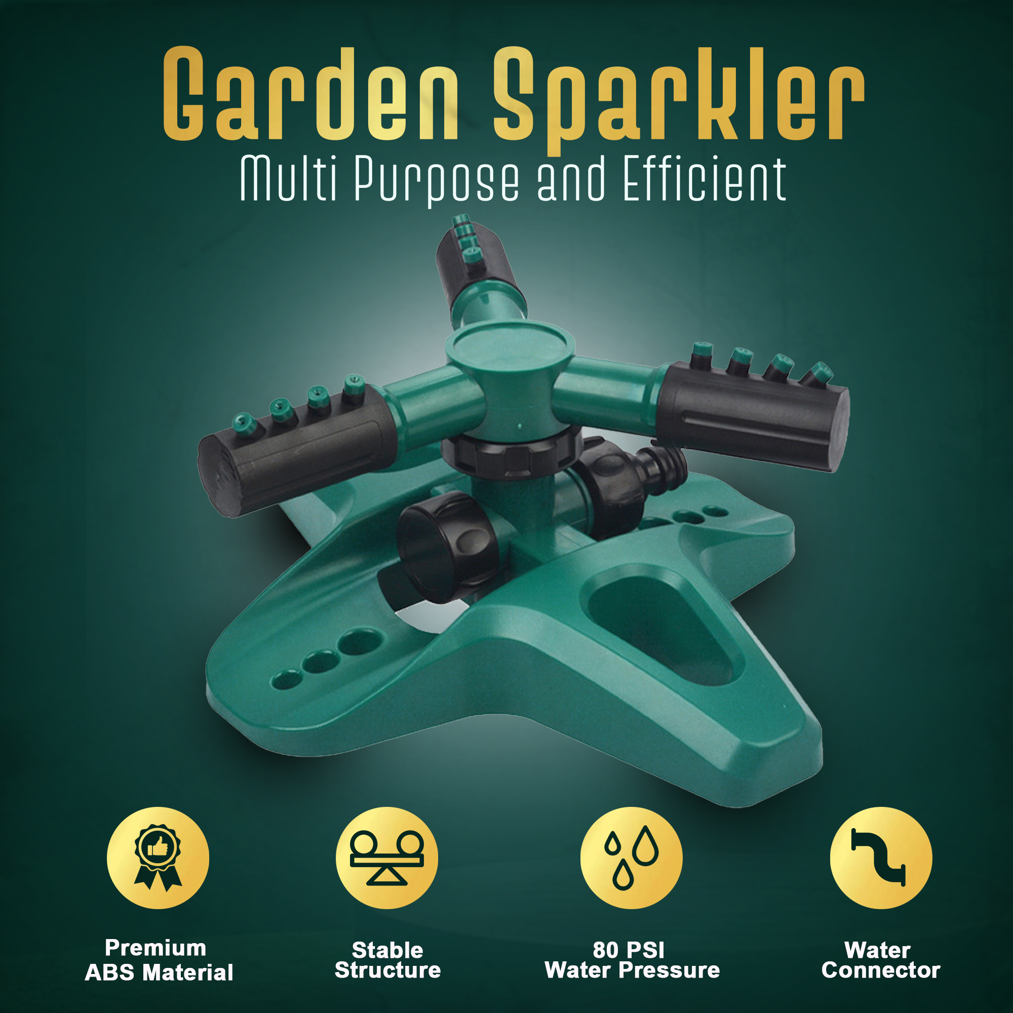 Sprinklers for Yard, Large Coverage Area, Household Lawn Irrigation System for Plants, 2 Pack