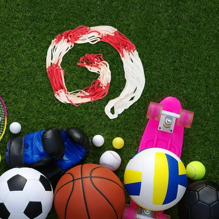 Homoyoyo Large Capacity Red Mesh Ball Carrier for Soccer Basketball 2Pcs