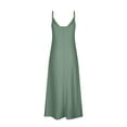 thumbnail image 5 of Ashirexll Casual Dresses for Women, Womens Maxi Dresses for Summer, Casual Holiday Style Hollow Out Long Dress Solid Color Loose Sleeveless V-Neck Camisole Dress Green S, 5 of 6