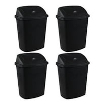 10 Gallon Plastic Kitchen Trash Containers with Lid, 4 Pack Top Garbage Bin, Black