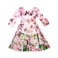 thumbnail image 1 of Girls Dress Satin Silk Butterfly City Building View Pink 4 Years, 1 of 4