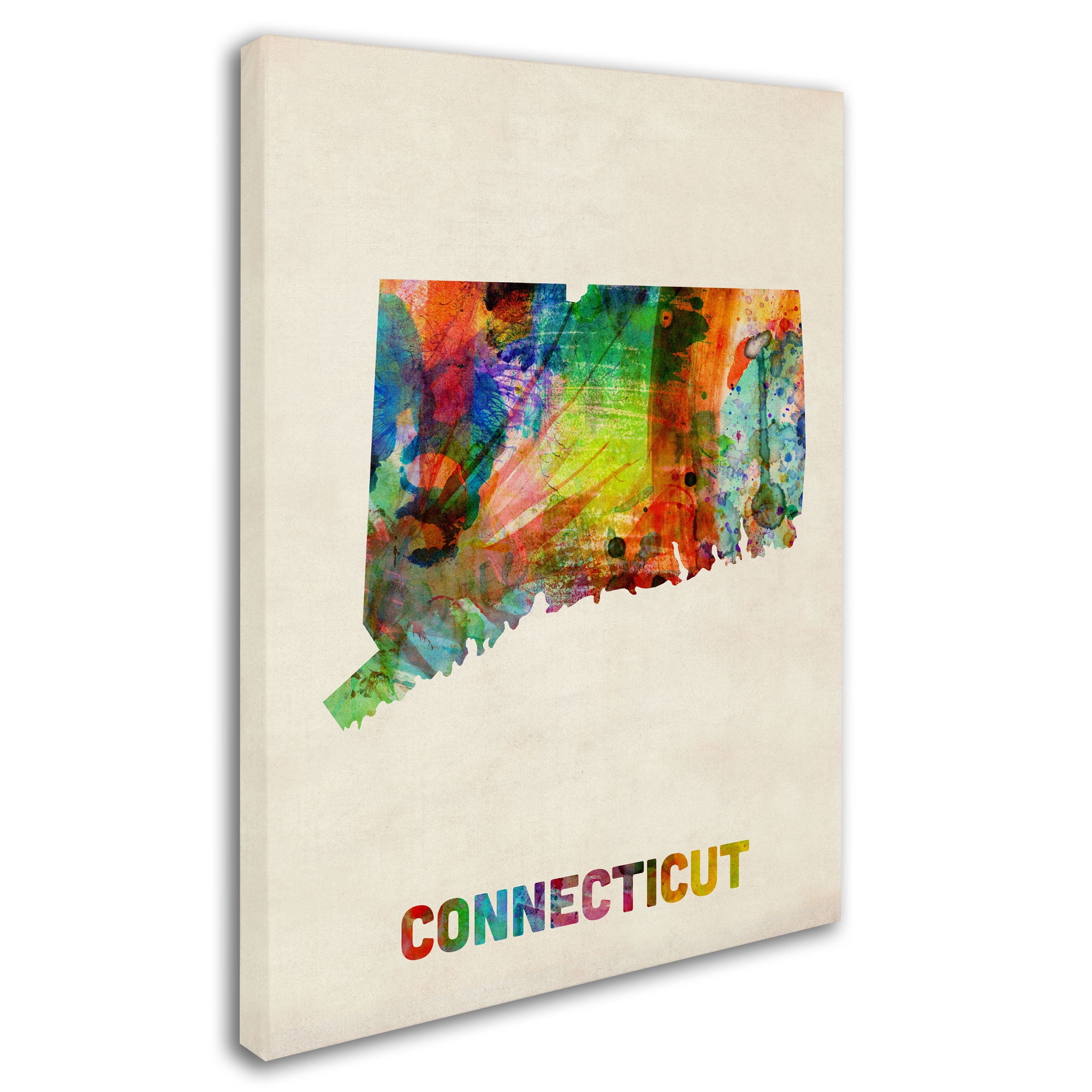 Trademark Fine Art "Connecticut Map" Canvas Wall Art by Michael Tompsett