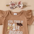 thumbnail image 4 of CAUYDY Little Girls Summer Clothing Set Toddler Baby Fly Sleeve Romper & Graphic Skirt & Headband 3-Piece Outfit for Newborn Infant Girl 6-24 Months (Sizes 12-18 Months,D1-Brown), 4 of 7