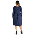 thumbnail image 3 of 24/7 Women's Plus Size Comfort Apparel Long Sleeve Fit and Flare Plus Size Midi Dress, 3 of 4