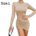 thumbnail image 2 of Vestido mini ajustado con cordón y manga larga para mujer sexy para discoteca, 2 of 6