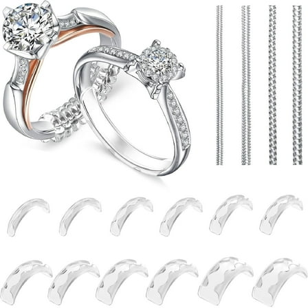 Ring Sizers for Loose Rings Ring Guards for Loose Rings Fit Any Rings, Invisible Ring Size Adjuster Never Sliding Off and Spinning (12 pcs)