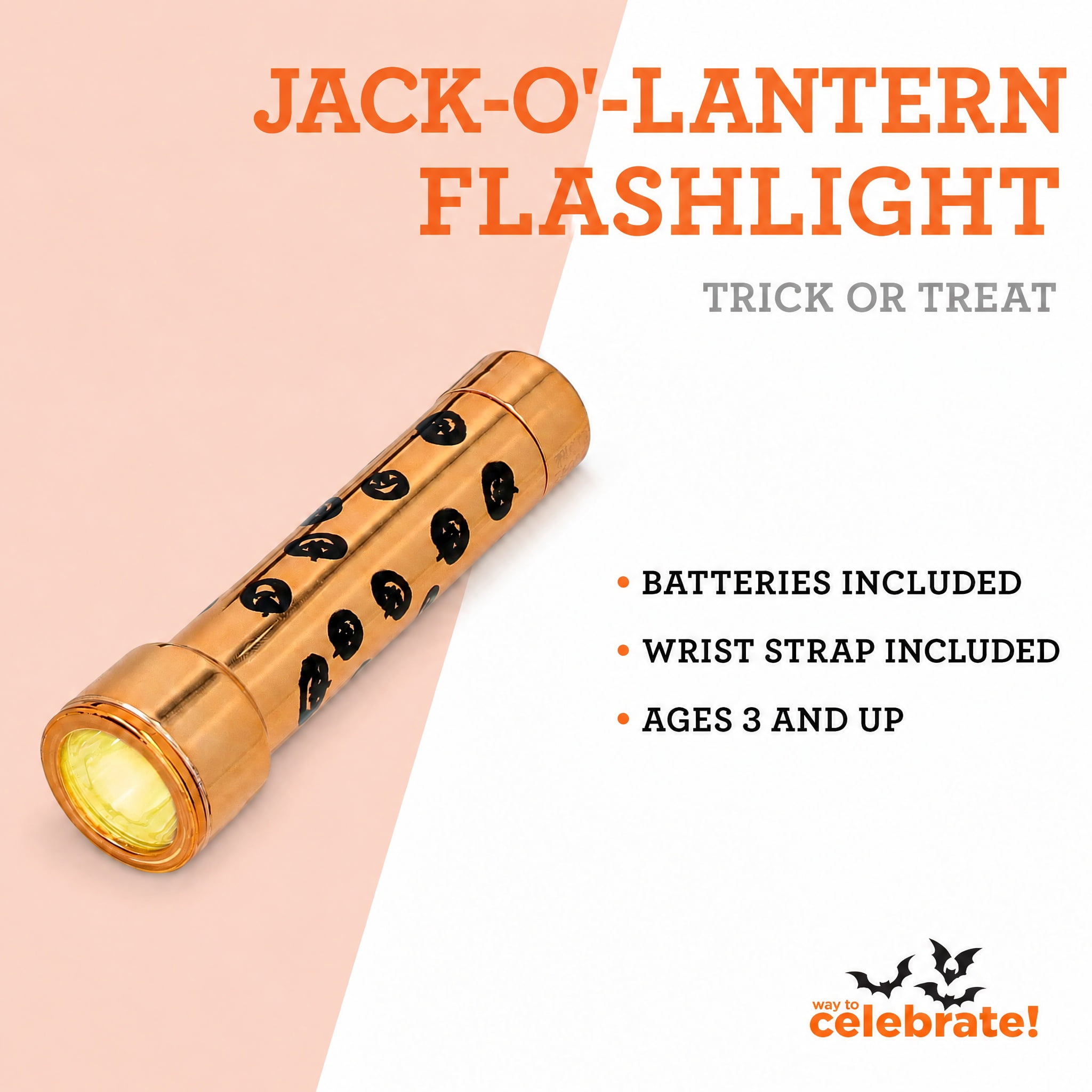 Jack-o'-Lantern Flashlight, Orange, Halloween by Way To Celebrate