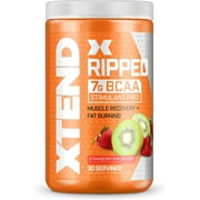 XTEND Ripped BCAA Powder Strawberry Kiwi | Cutting Formula + Sugar Free Post Workout Muscle Recovery Drink with Amino Acids | 7g BCAAs for Men & Women | 30 Servings