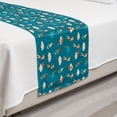thumbnail image 2 of Skateboarding Bed Runner, Repeated Pattern of Boy Motifs Making Moves on Skateboard Clouds, Decorative Accent Bedding Scarf for Hotels Homes and Guestrooms, Twin, Petrol Blue Multicolor, by Ambesonne, 2 of 2