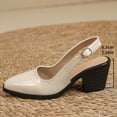 thumbnail image 6 of WRKEKC Womens Sandals Wide Width Solid Color Shiny Square Toe Closed Toe Chunky Heel High Heel Sandals Casual Comfortable Dressy, 6 of 9