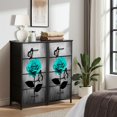 thumbnail image 6 of Boho Dresser for Bedroom with 4 Storage Drawers Farmhouse Teal Blue Roses Butterfly Grey Painting Modern Rose Dressers Chest of Drawers Steel Framed Fabric Closet Organizers for Entryway, 6 of 7