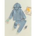 thumbnail image 2 of Nygoyerh Little Boys Girls 2Pcs Fall Outfits 6M 12M 18M 24M 2T 3T Long Sleeve Playwear Button Front Hoodie and Trousers Set Newborn Infant Clothing for Toddler, 2 of 7